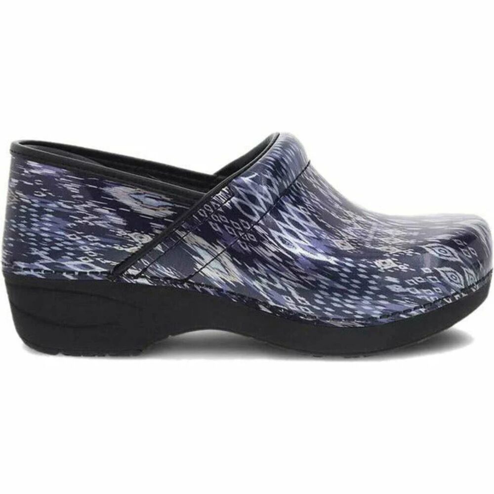 Dansko XP 2.0 Navy Ikat 39 Patent Leather Clogs Slip Resistant Nursing Women